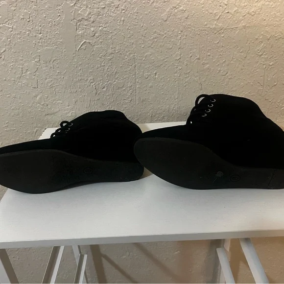 Black Suede Ankle Booties with Wedge Heel - Picture 4 of 8